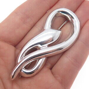 BARRA 925 Sterling Silver Vintage Modernist Snake Pin Brooch